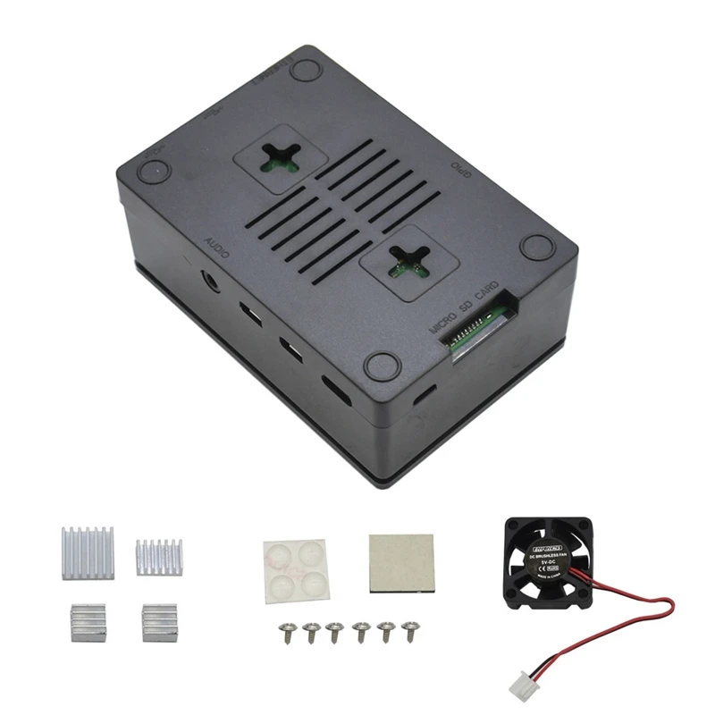 Для Raspberry Pi 4B защитный чехол ABS корпус с охлаждающим вентилятором серебристый