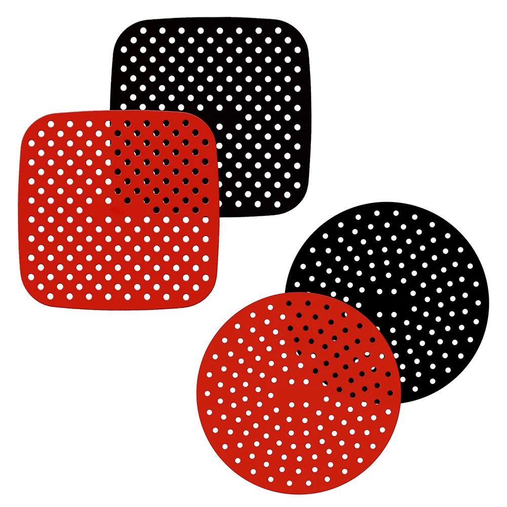 

2PCS Air Fryer Mats Reusable Food Grade Non-Stick Silicone Mats Round And Squad High-Performance Perforated Air Fryer Accessorie