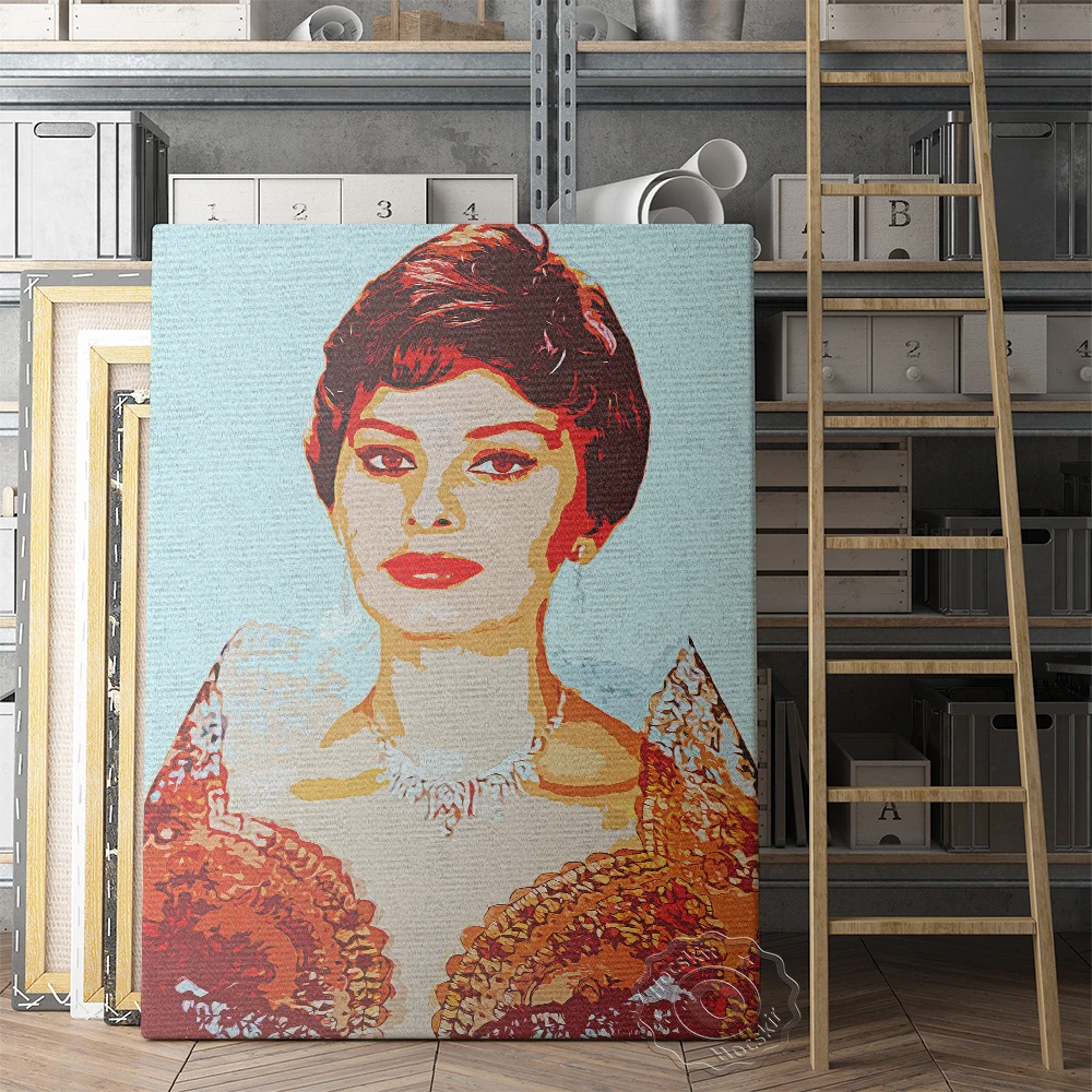 

Italian National Treasure Actress Poster, Sophia Loren Movie Star Picture, Elegant Goddess Portrait Prints, Loren Fans Collect
