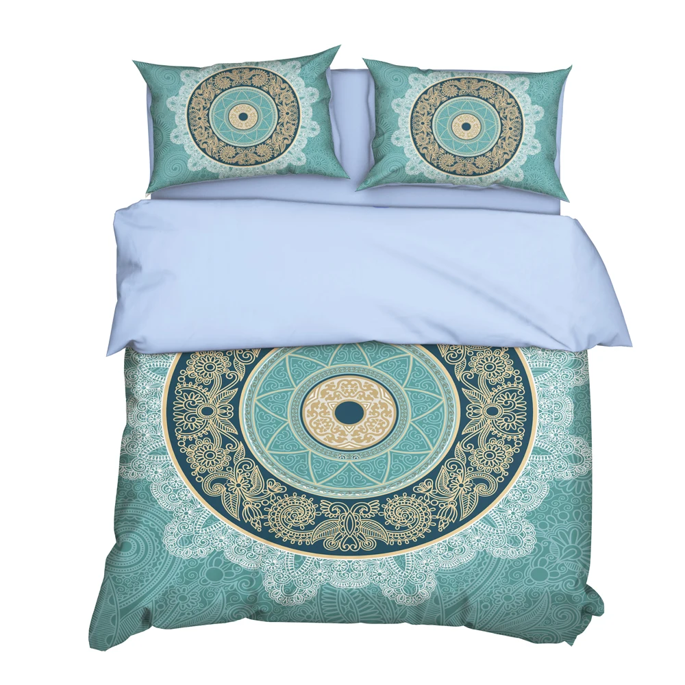 

YuXiu 3D пододеяльник с принтом в национальном стиле, комплекты из 3 предметов, Комплект постельного белья синего цвета, наволочки из постельного белья, наволочки, двуспальные наволочки