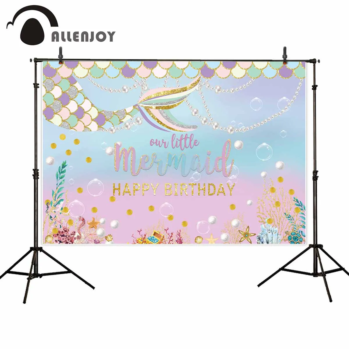 Тематический баннер Allenjoy с морским дном хвост русалки водная трава Блестящий Фон