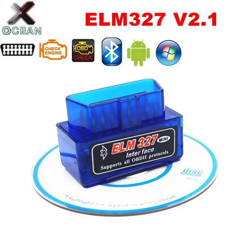 Диагностический инструмент ELM327 V2.1 Bluetooth OBD2 для Android/Symbian Torque Super MINI ELM 327 протоколов