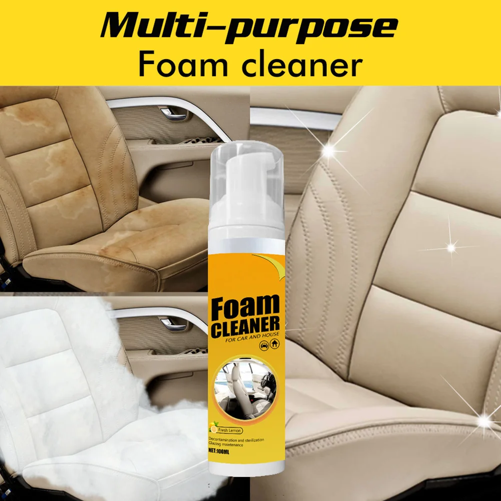 Multi-purpose Foam Cleaner Spray Car Interior Cleaner Anti-Aging Protection Car Interior Home Cleaning Foam Spray Lemon Scented