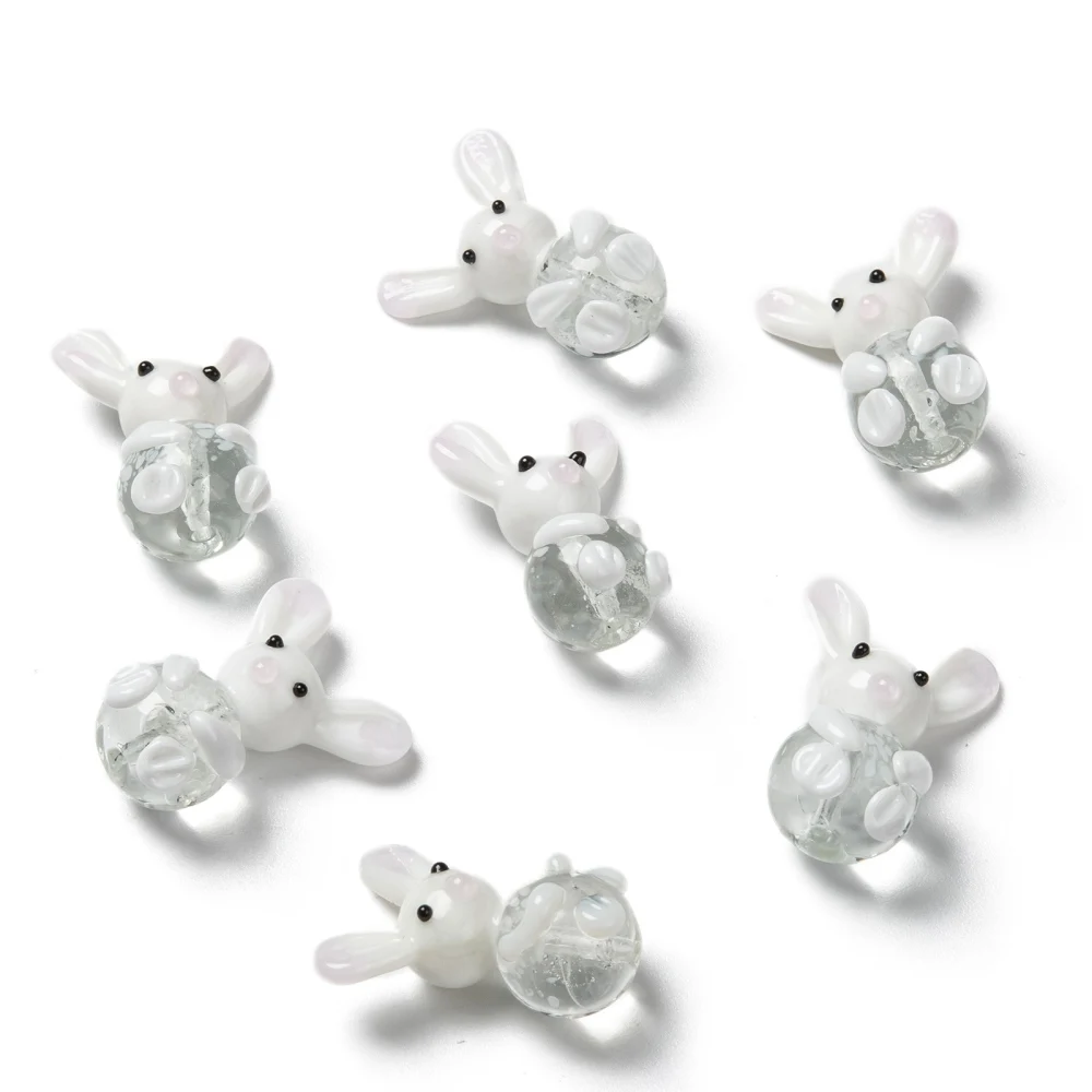 

PandaHall 1 pc 25~28mm Handmade Lampwork Beads Rabbit Animal Cute Sweet White Perfect for Jewelry Handcraft Craft DIY Findings