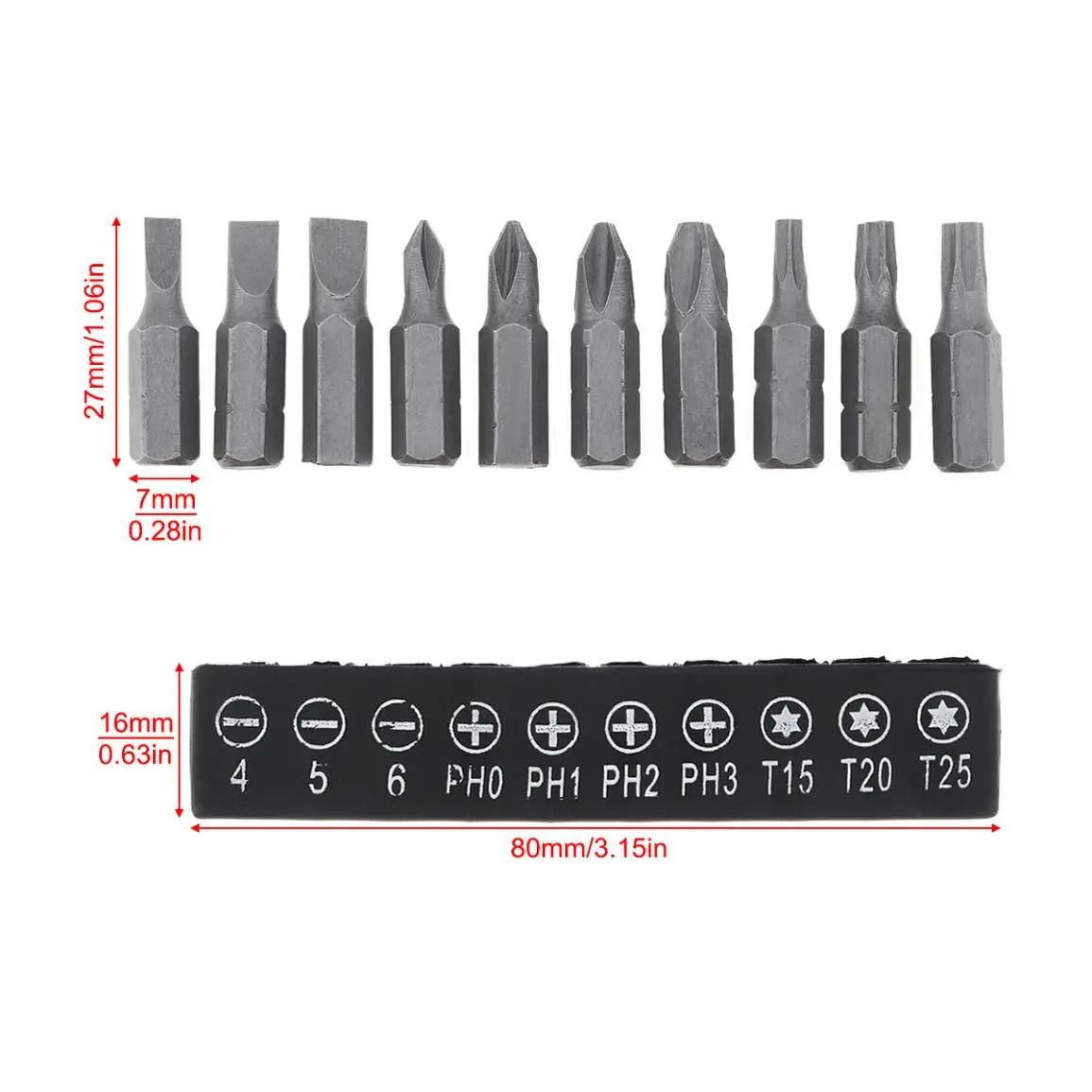 10pcs Carbon Steel Screwdriver Bit Set Magnetic High Hardness Batch Head Screw Driver Bits Slotted Phillips Hexagon Drill | Инструменты