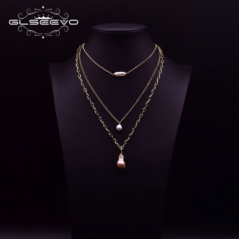 GLSEEVO ожерелье с подвеской из пресноводного барочного жемчуга для помолвки
