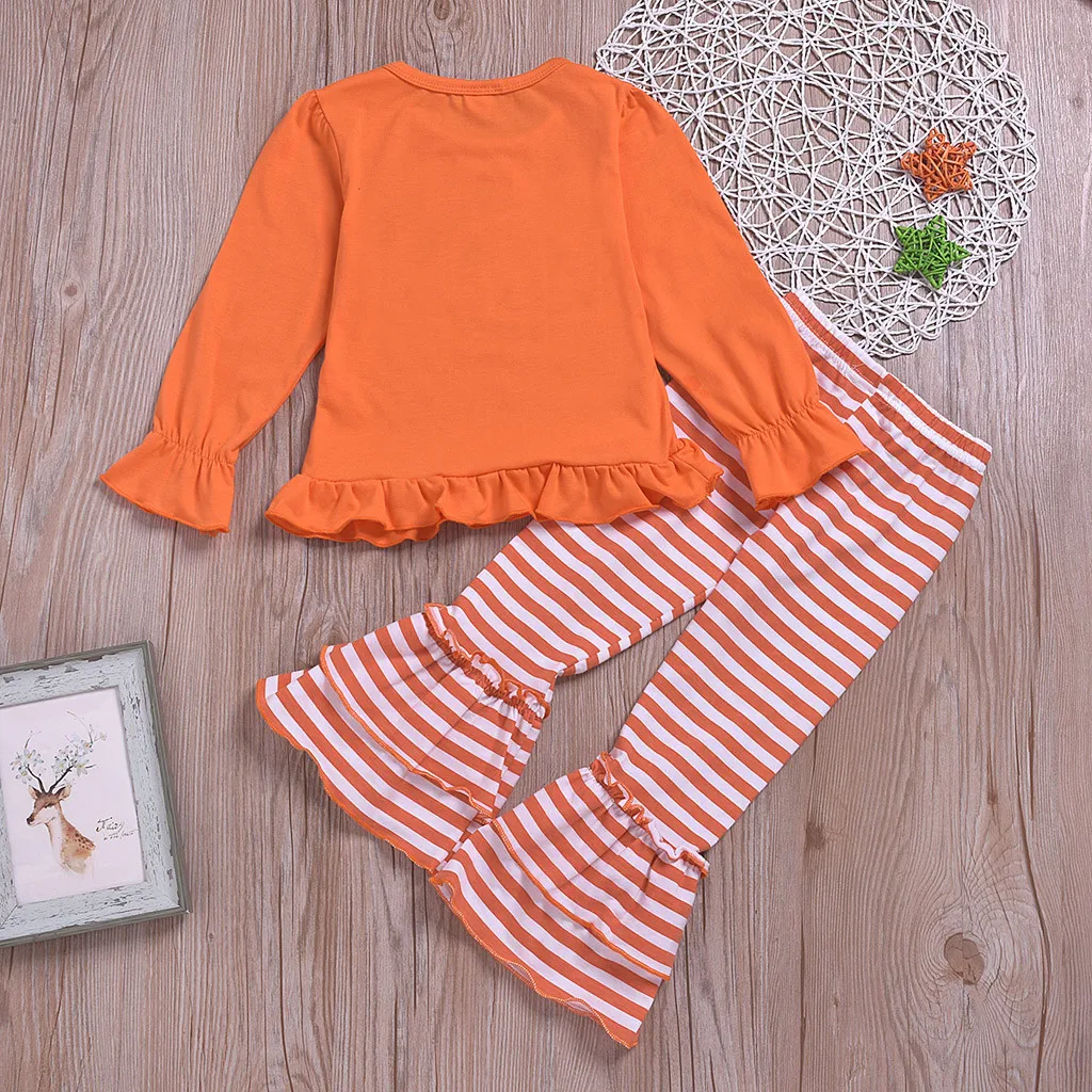 Детский комплект одежды для маленьких девочек на Хэллоуин топы с длинными