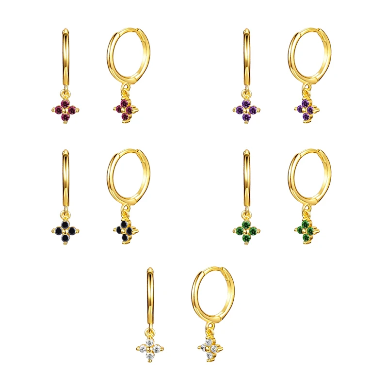 

925 Sterling Silver Ear Bucklecrystal Flower Pendants Romantic And Elegant Hoop Earrings Jewelry For Ladies Birthday Gifts