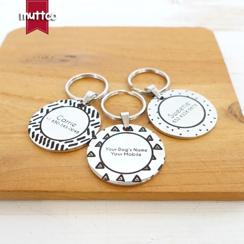 Бирка для собаки с индивидуальным дизайном из нержавеющей стали Круглый бирка