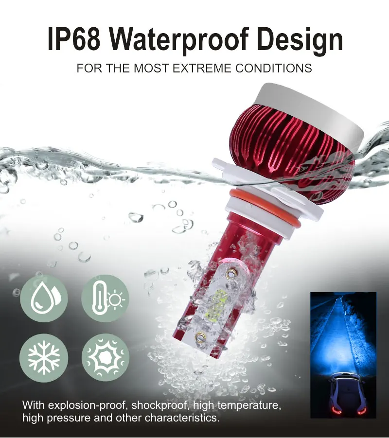 FDCHT мотоциклетная автомобильная светодиодная лампа для фары 8000K Ice Blue light h1 h11 led h4 h7