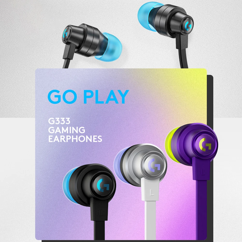 

Игровые наушники-вкладыши Logitech G333, 3,5 мм, игровая стереогарнитура с микрофоном, USB, для ноутбука, ПК, игровые наушники с басами