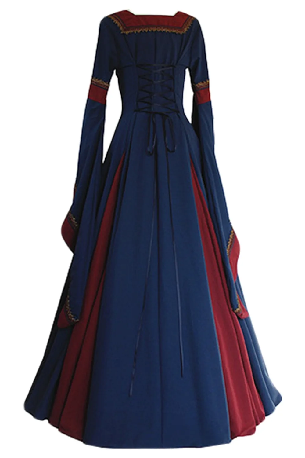 Лидер продаж воротник Длинный рукав с расклешенными рукавами длинное платье