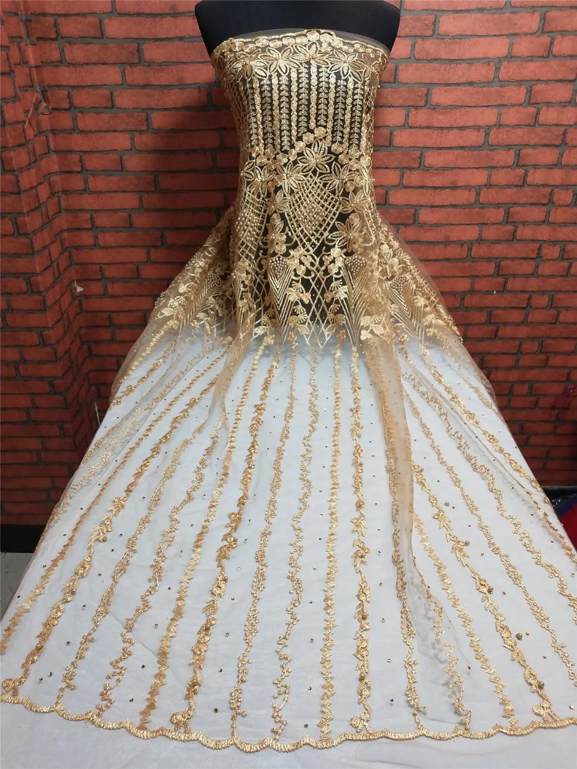 Французская Кружевная Ткань 5 ярдов/партия dhl Королевский синий камни бисер ткани