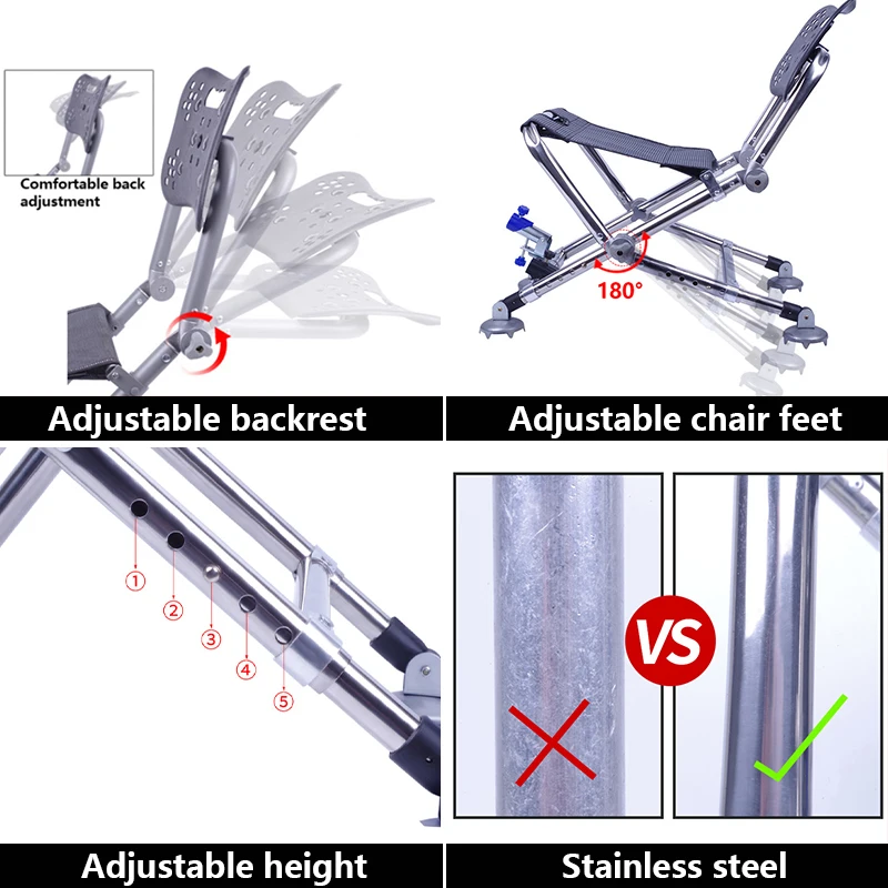 Jual OEIN Kursi Pancing Dapat Disesuaikan Baru Alat Pancing Berkemah Perjalanan Luar Ruangan Antiselip Diperpanjang Portabel Kursi Lipat Aloi Aluminium