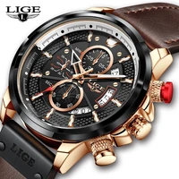 lige top brand luxury men quartz leather watches waterproof clock sport watch for men blue wrist watch relogio masculino box