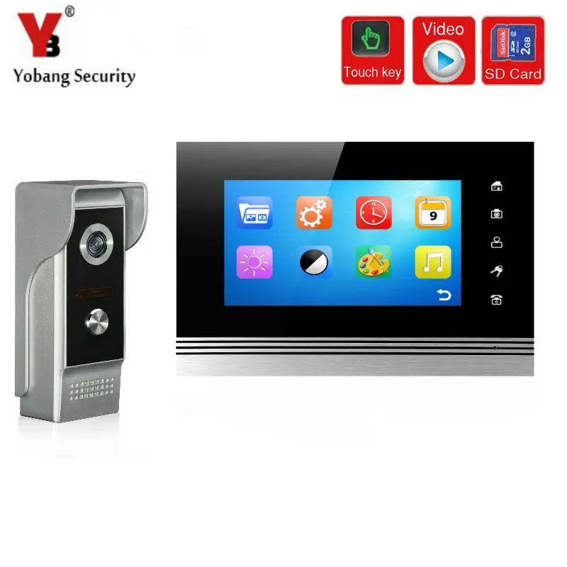 

Yobang Security 7"Video Intercom Video Record TF Card Slot Doorphone IR Waterproof Camera Monitor Take Photo Doorbell Kits