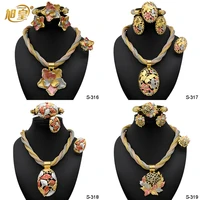 xuhuang france luxury jewelry necklace earrings rhinestone flowers jewelry sets for women nigerian wedding pendant jewellery set