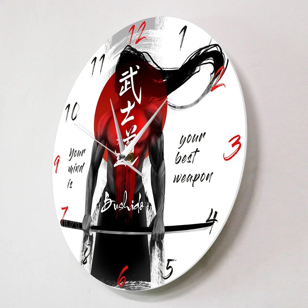 Самураи с мечом Катана японская каллиграфия Бусидо настенные часы боевые