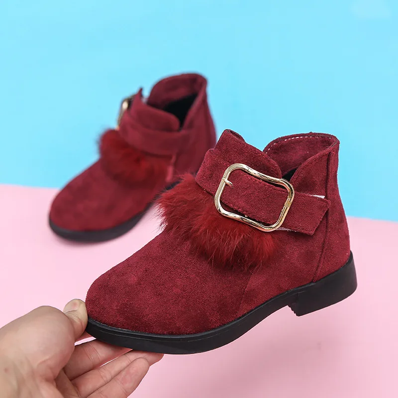 Детские Ботинки martin зимняя обувь детские ботинки для девочек г. Новая модная меховая обувь для девочек Нескользящие теплые бархатные ботинки 26-36