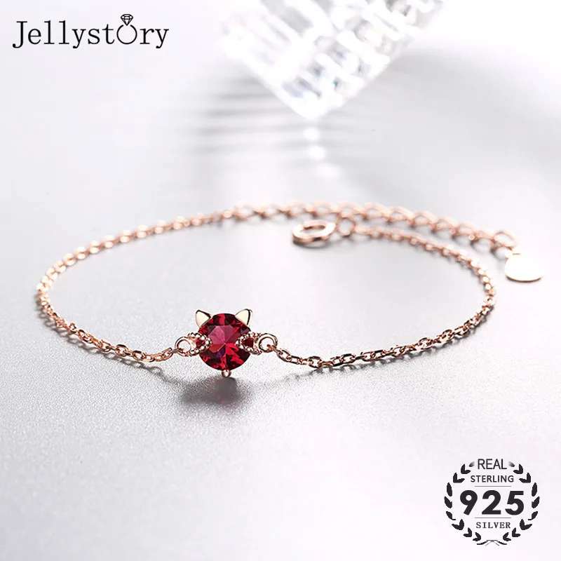 Jellystory модный браслет 925 серебряные ювелирные изделия в форме кошки Рубин