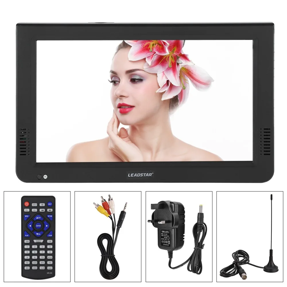 10 дюймов DVB T T2 16:9 Портативный TFT LED HD цифровой аналоговый Цвет ТВ телевизионный