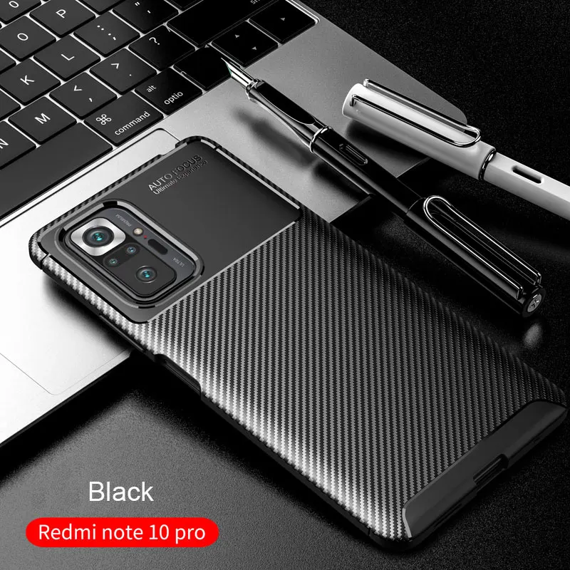 

Carbon Fiber Cover For Xiaomi Redmi Note 10 Pro Max Case Silicone Note10 Ultra Thin Phone Case For Redmi Note9 9 Pro 9S Cover
