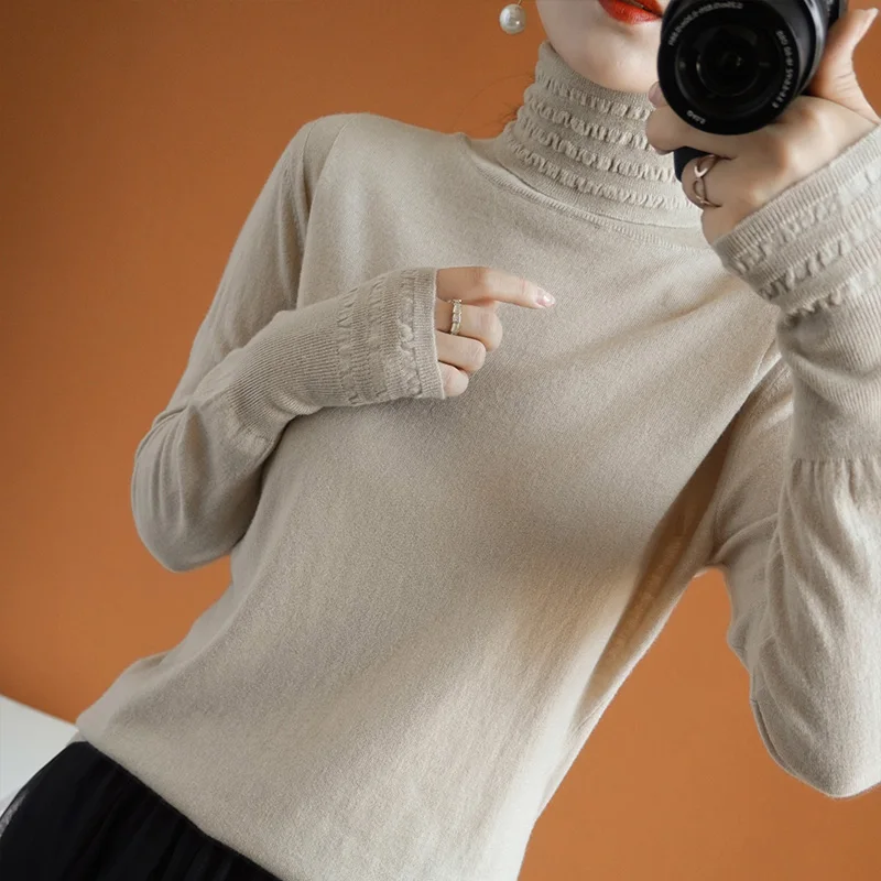 

Женский вязаный свитер Smpevrg, теплый пуловер из 100% шерсти с высоким воротником, зима 2019