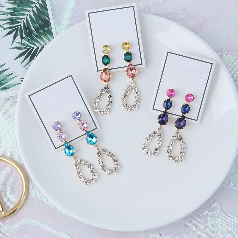 2019 новые корейские Роскошные серьги с подвесками и стразами элегантные для