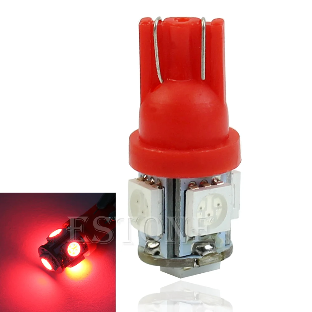 T10 5050 5-светодиодный SMD 194 168 W5W красный ксеноновый светильник Wedge Bulb Автомобильный