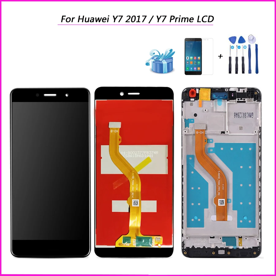 ЖК дисплей с сенсорным экраном для HUAWEI Y7 Prime дигитайзер Huawei 2017 рамкой TRT L21 L21A L21X LX2
