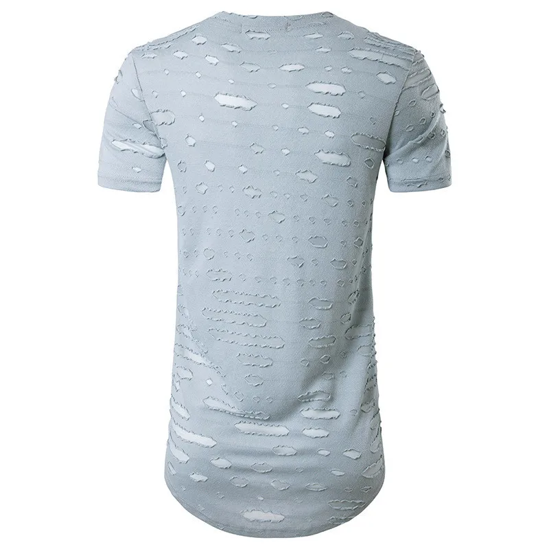 

10146-Summer young men's short-sleeved t-shirt round neck solid color loose loose thin ice silk silk T-shirt
