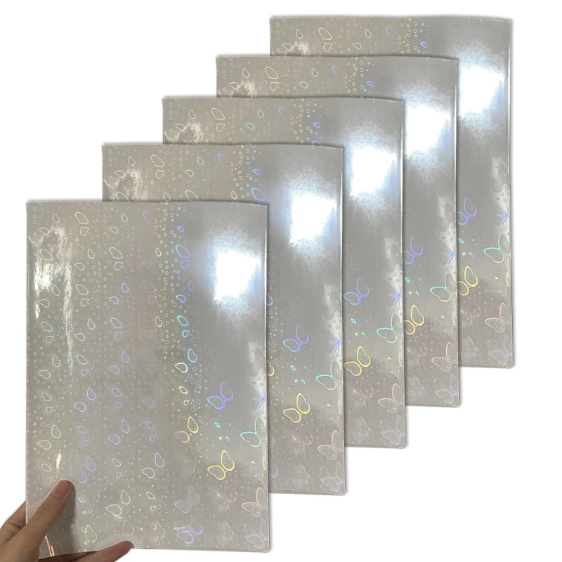 

2022 New 8.27x11.69Inches Butterfly Glass Heart Shape Holographic Cold Laminated Film