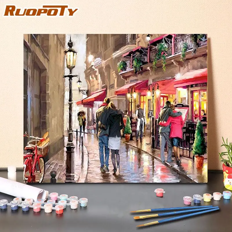 

RUOPOTY Frame DIY Painting By Numbers Landscape Wall Art Picture By Numbers For Adults Children Living room Home Decors Art