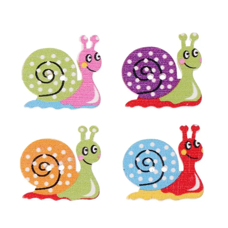 50 шт. милые улитки деревянные пуговицы для шитья Скрапбукинг Ремесло DIY