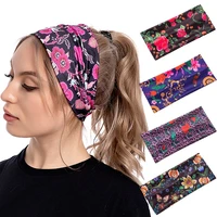painting hair accessories cotton outdoor sport hairband novelty print headband for women elastic turban stretchy wide headbands
