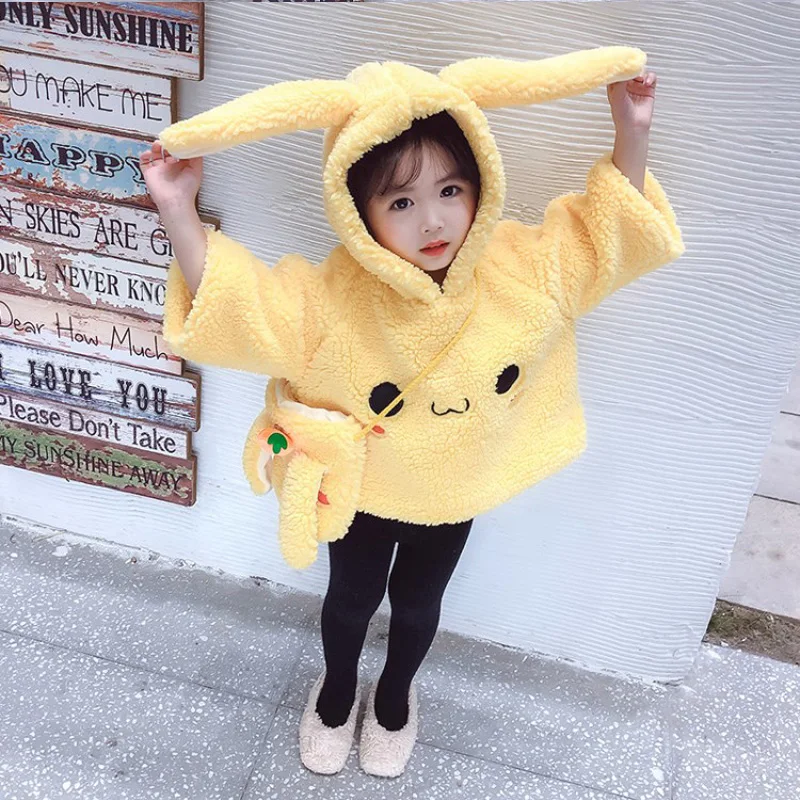 Осенне-зимнее пальто для маленьких девочек Новинка 2019 года милый кролик из