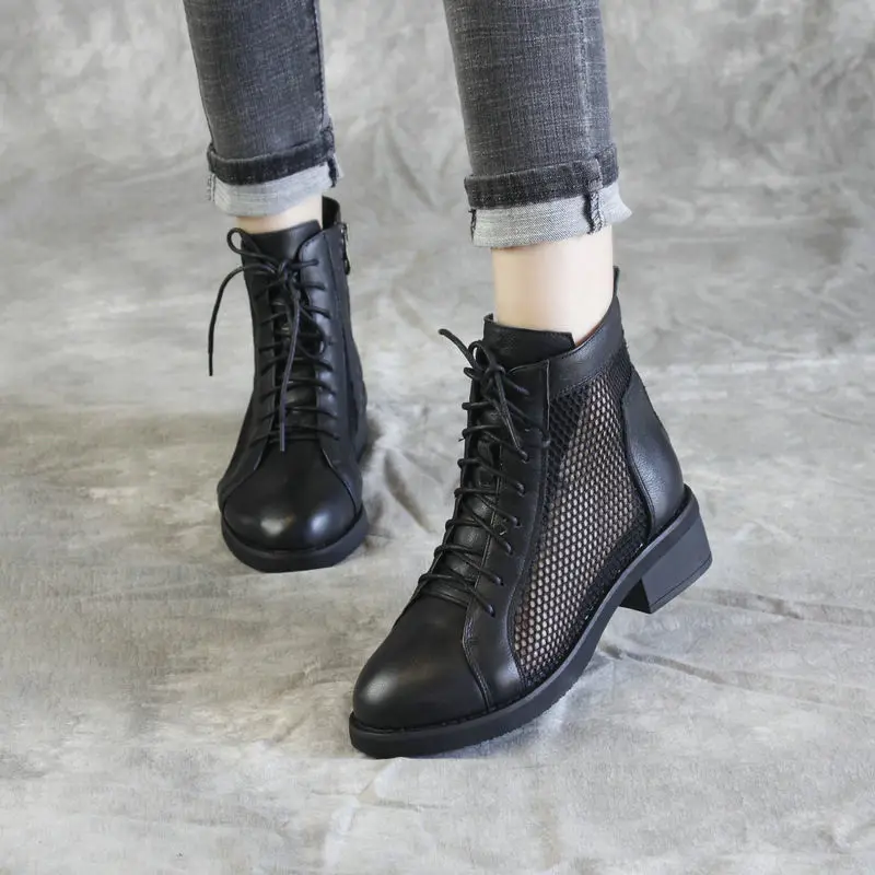 

Женские сетчатые ботинки Meisure женские Ботинки Martin из натуральной кожи летние дышащие короткие ботинки сетчатые женские сандалии с вырезами...