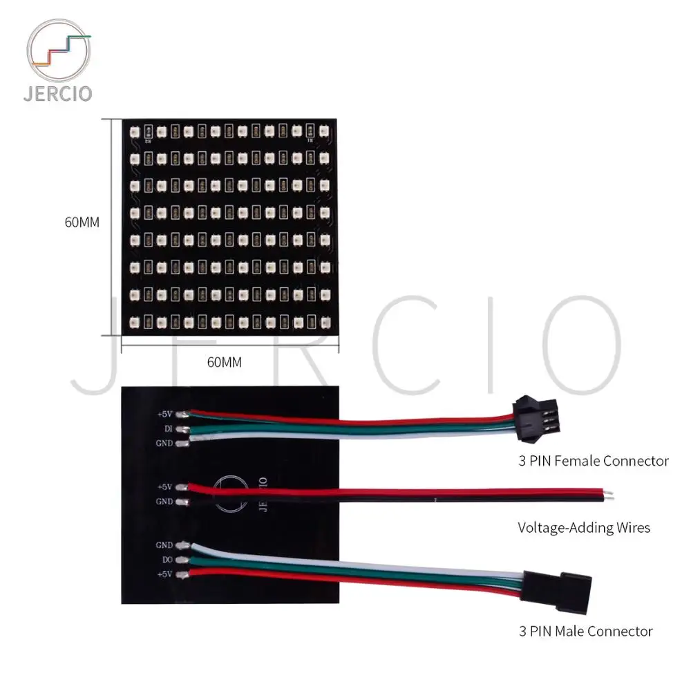 JERCIO сменный ЖК экран 8*8 DC5V WS2812B sk6812 панель пикселей цифровой гибкий светодиодный