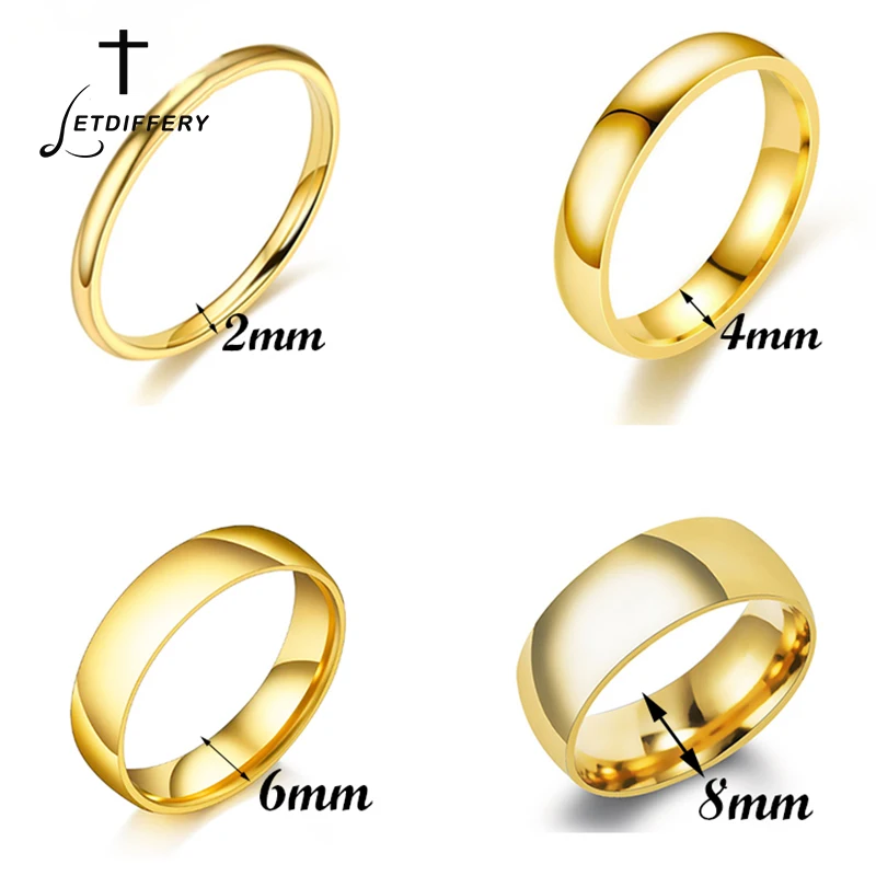 Letdiffery Simple Men Women 2/4/6/8mm Rings Stainless Steel Couple Friend Parents Wedding Anniversary Jewelry Gifts Dropshipping