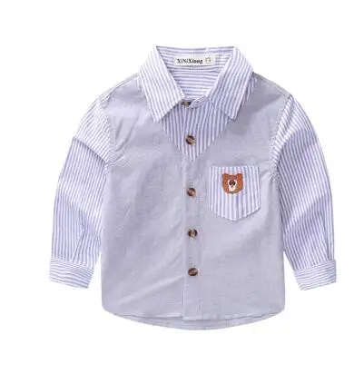 splice blue Коллекция года, Осенняя детская одежда рубашки для мальчиков однотонные повседневные хлопковые рубашки с длинными рукавами и стоячим воротником для маленьких мальчиков, Детская рубашка, Топ - Цвет: splice blue