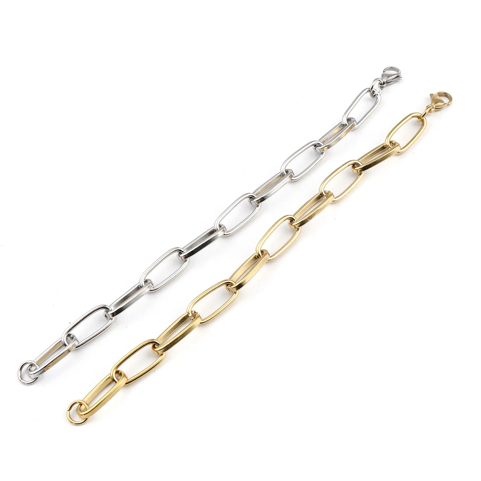 

Fashion Bracelet Oval Cross Chain Lobster Clasp Stainless Steel Gold Color Bracelet Women Wedding Party Temperament Jewelry Gift