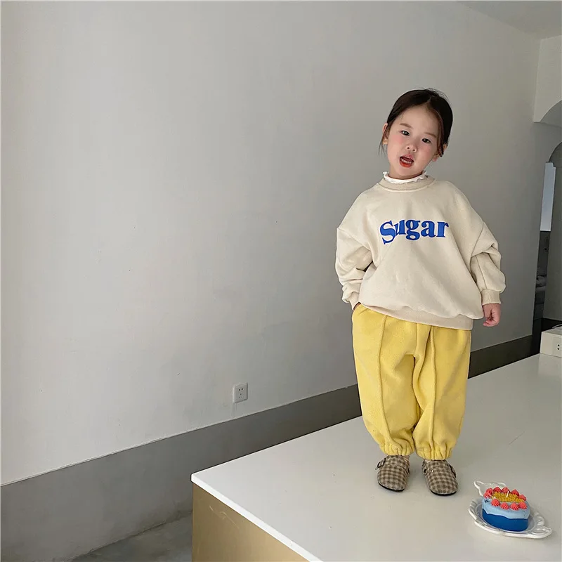 

Spring Autumn Girls Sweat Shirt Baby T Shirt Kids T Shirt Children Streetwear Clothes Fashion Letter Print Cotton 1 To 7 Yrs