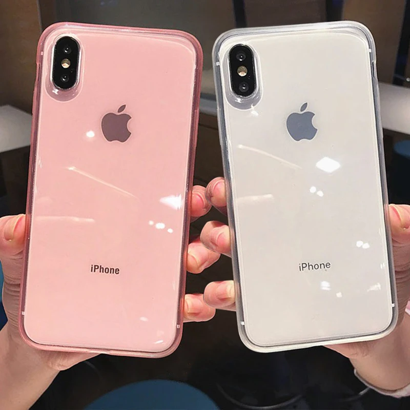 Противоударный чехол из силикона и резины для iPhone 11 Pro Max X XR XS 7 8 Plus 7Plus прозрачный
