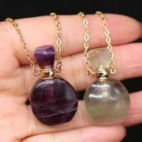 natural stone agates perfume bottle 60cm necklace pendant amethysts green fluorite necklace charm jewelry gift size 20x35mm