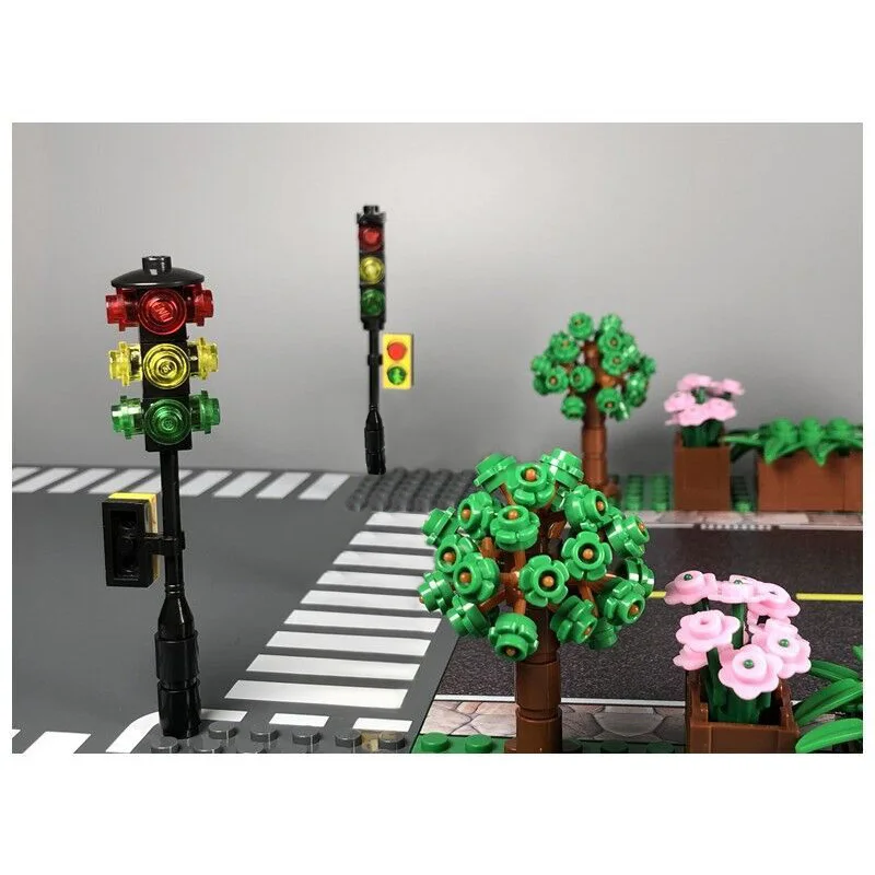 10Pcs/set Road Traffic Sign Crossing Indicator Lights Building Blocks MOC Accessories Parts Model Bricks DIY Kids Toys | Игрушки и хобби