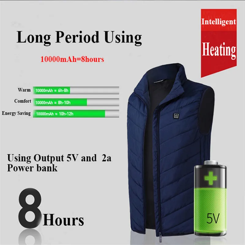 11 Heated Vest Jacket Fashion Men Coat Intelligent USB Electric Heating Thermal Warm Clothes Winter Plus M-5XL size |