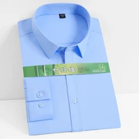 8xl business men solid dress shirt bamboo fiber soft long sleeve mens formal shirt casual non iron regular fit plus size quality