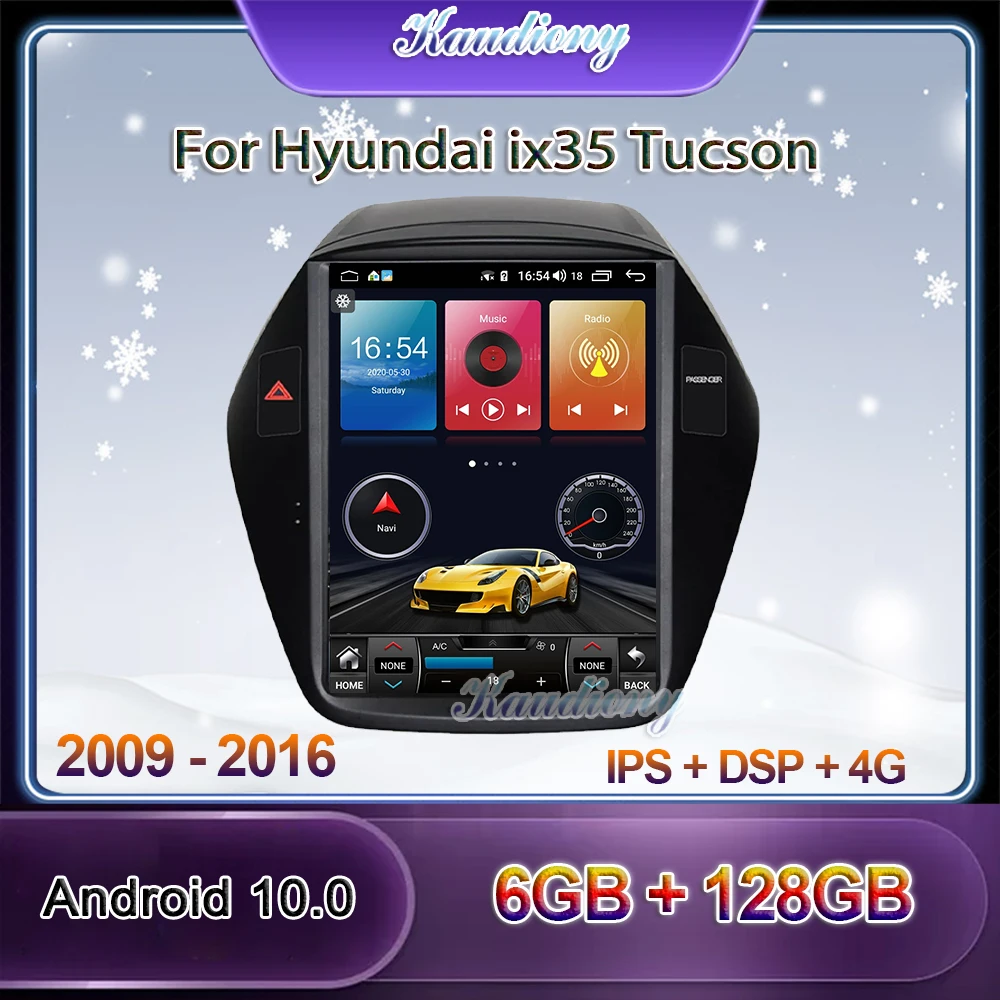 Автомагнитола Kaudiony мультимедийный проигрыватель на Android 10 4 в стиле Tesla для Hyundai