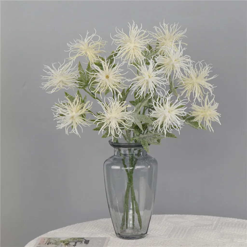 Искусственные флокированные Leucospermum цветы ветка для дома Свадебные Декоративные