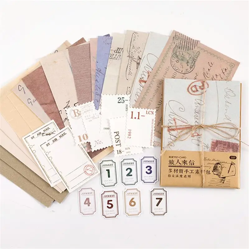 

30 pcs/pack Diy Stickers and material paper Set Stickers Diary Album Stationery Journal notebook hand made Collage craft paper
